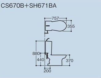 TOTO CS670B+SH670BAの図面