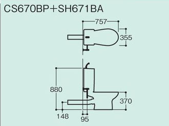 TOTO CS670B+SH671BAの図面