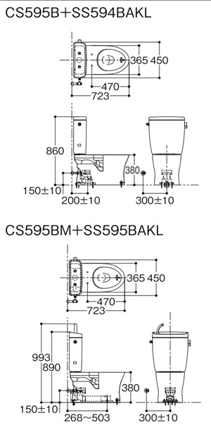TOTO CS595BM+SS594BAKLの図面